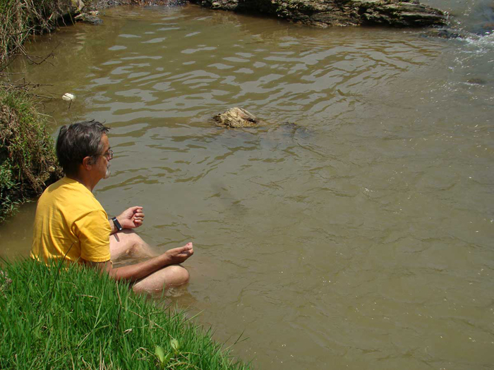 meditating in the river